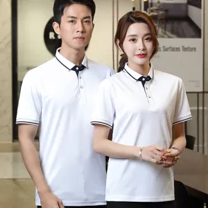 Áo thun đồng phục vải cá sấu màu trắng