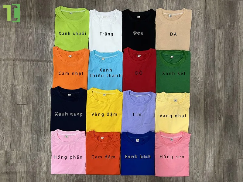 Bảng màu áo thun đồng phục cổ tròn